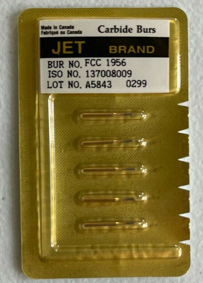 JET KERR CARBIDE BURS FG 1956 METAL CUTTER. PACK OF 5 UNITS.