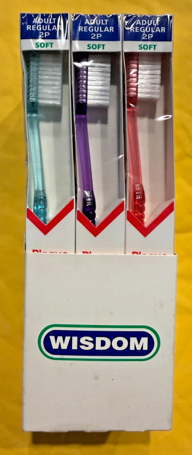 12 x WISDOM Toothbrush PLAQUE CONTROL 2P  Pack of 12 units. UK made