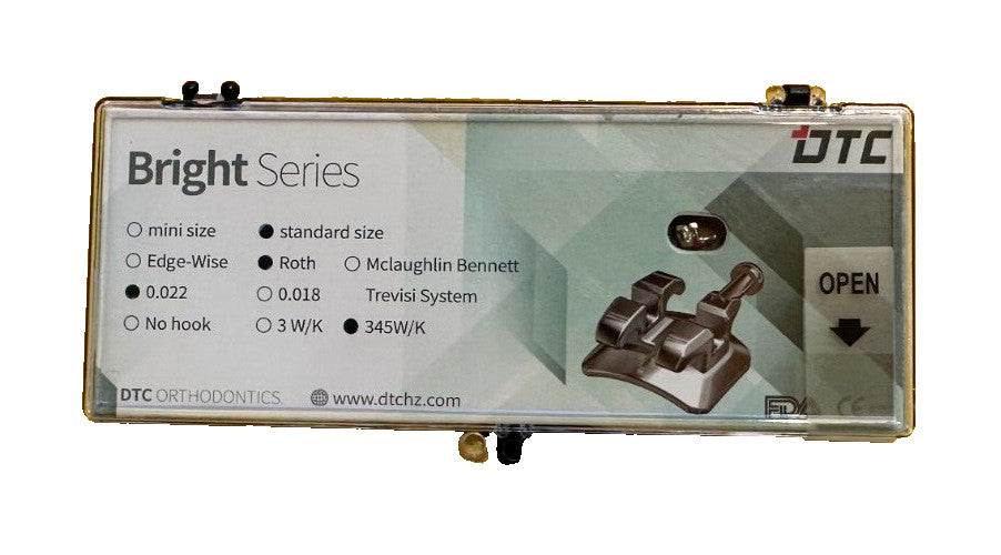FDA  Bright series Standard  Roth brackets, 345 with hooks.  0.022"    10 SETS