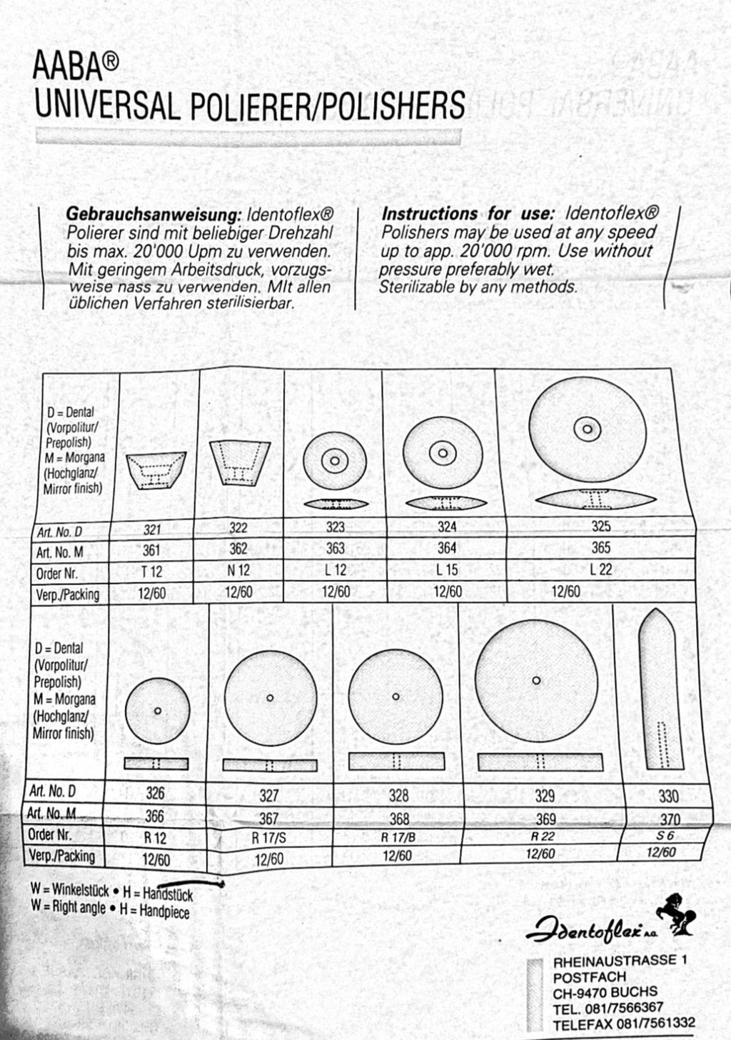 IDENTOFLEX UNIVERSAL MORGANA WHEEL PRE POLISHER 329/60 a KERR Company Swiss made