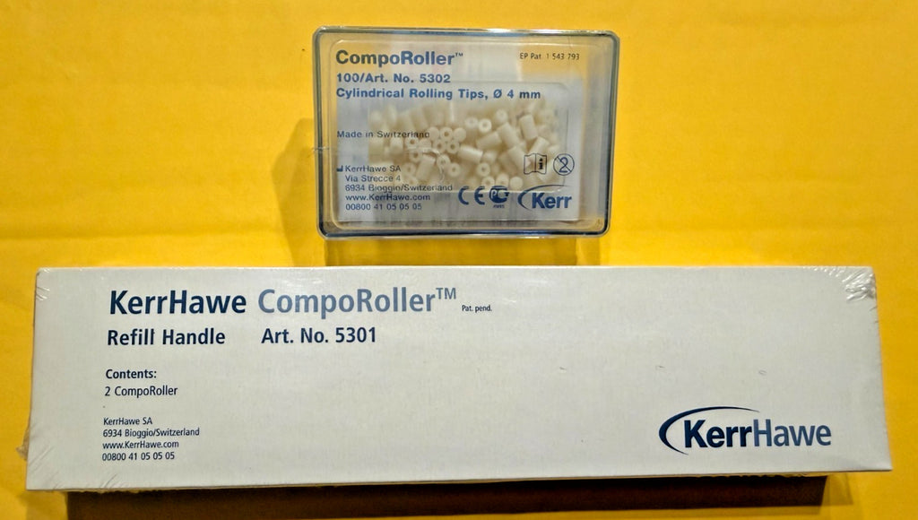 KERR CompoRoller 2 handle + 100 CYLINDRICAL 4mm.  5302 Rolling Tips. Swiss made