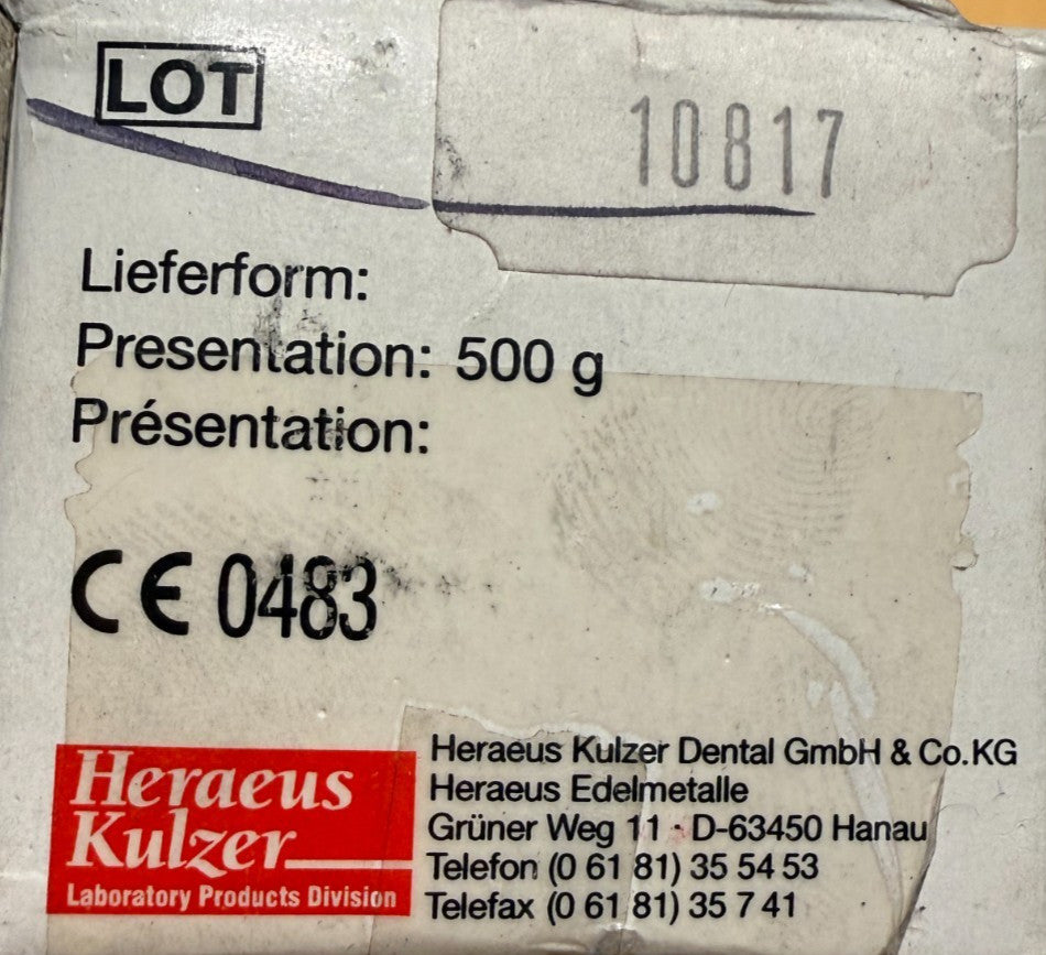 HERAENIUM EH Cobalt Chrome alloy 500gr. KULZER Germany