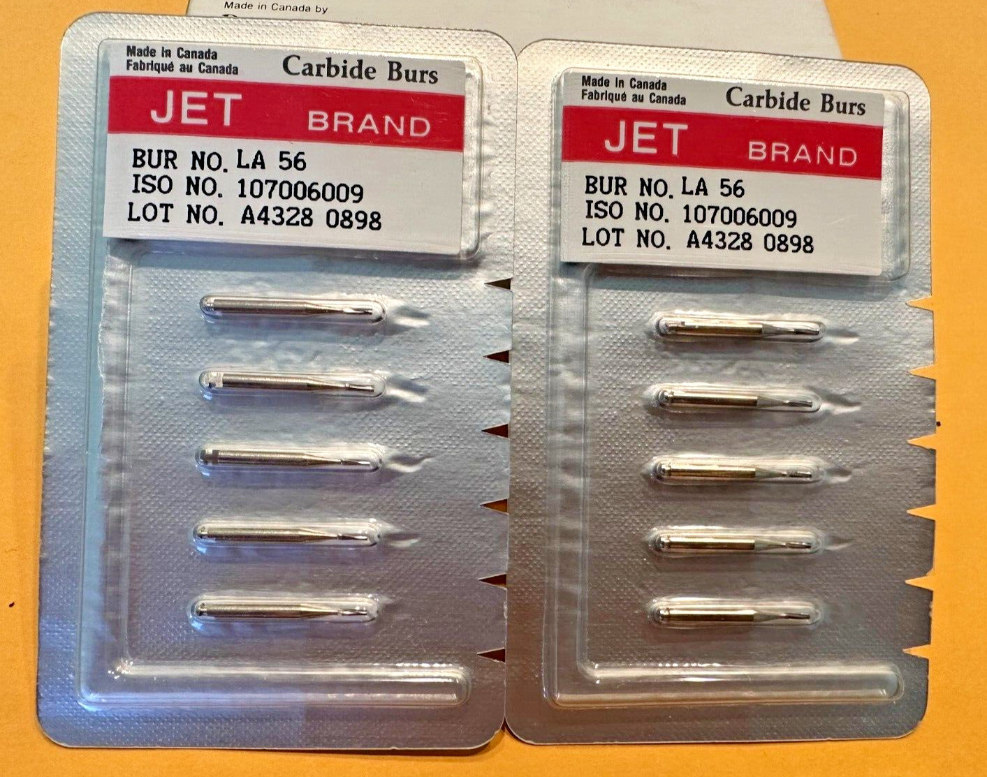 KERR JET Dental Carbide Bur RA 56 57 58 straight fissure plain. Made in Canada