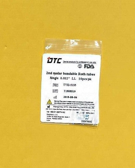 FDA  2nd molar non-convert. Roth bondable buccal tube  single  0.022"  100/PACK