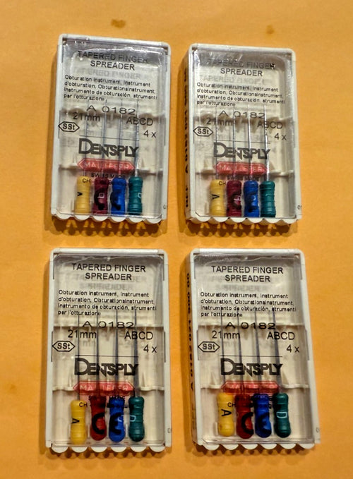 Dentsply MAILLEFER Tapered Finger Spreader ABCD 21MM.  4pack of 4 instruments