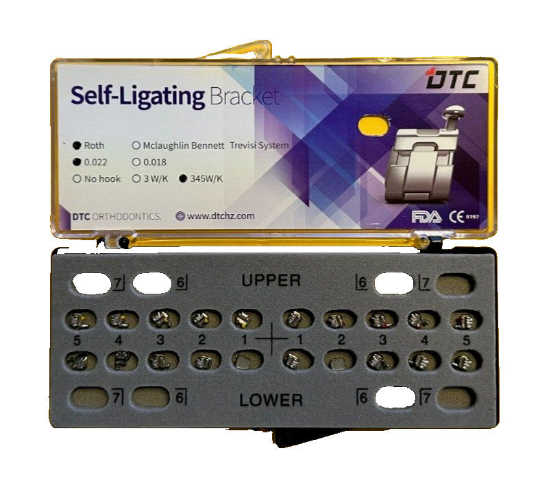 FDA  Self-ligating mini Roth brackets, 345 with hooks.  0.022.  20/set