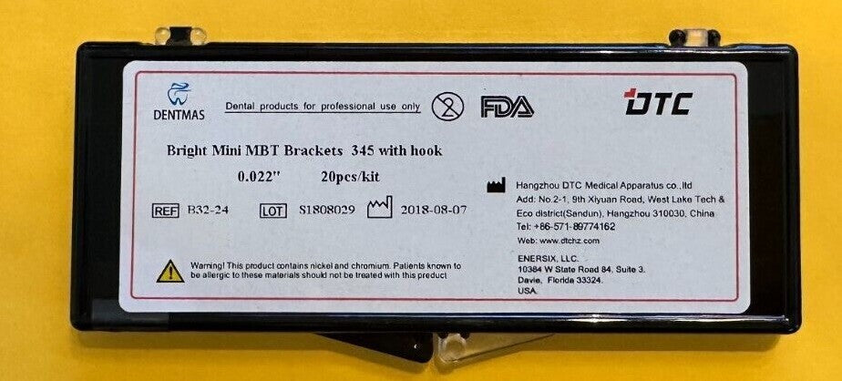 FDA  Bright series Mini  MBT dental brackets, 345 with hooks.  10 SETS