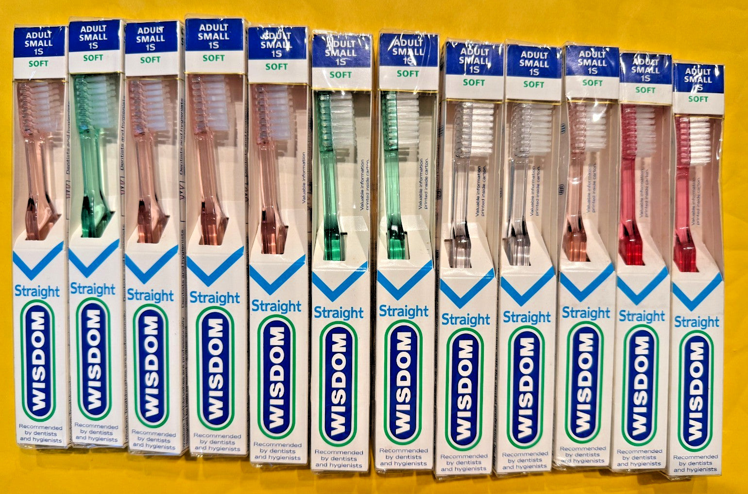 12 x WISDOM Toothbrush STRAIGHT ADULT SMALL  Pack of 12 units. UK made