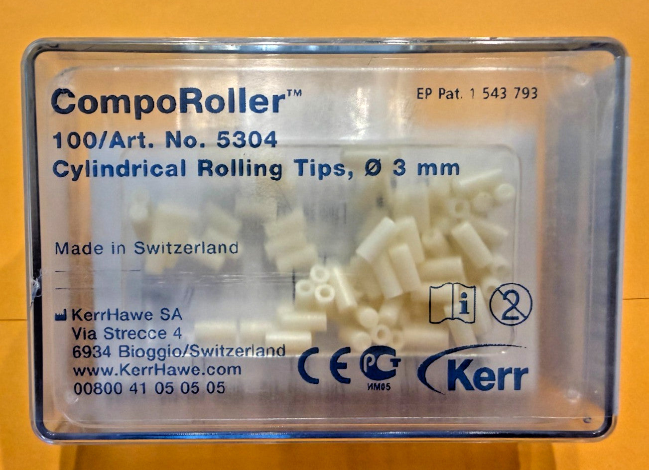 KERR CompoRoller CYLINDRICAL 3mm. 5304 Rolling Tips 100pk. Made in Switzerland