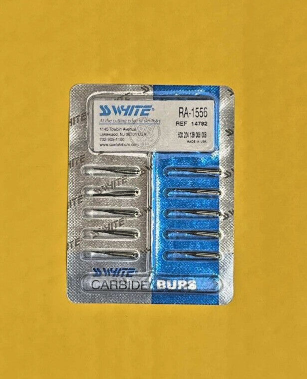 SS White Dental Carbide Burs   RA 1/2,  34,  557,  558,  1556,  1557.