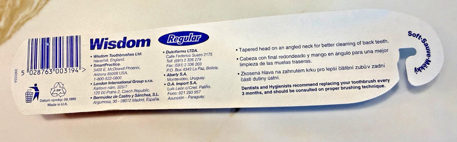 12 x WISDOM Toothbrush REGULAR SOFT Pack of 12 units. UK made